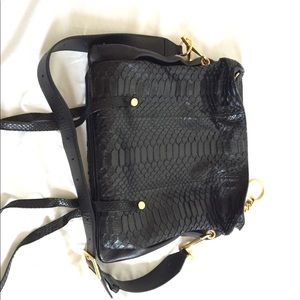 Mardy Black Python and Napa Leather Shoulder Bag